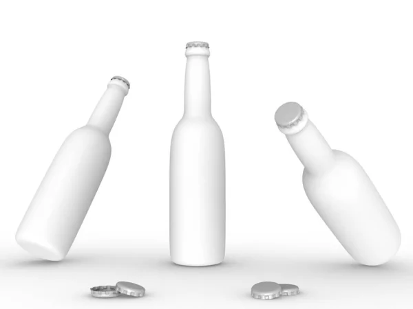 Vorlage Leere Flaschen Attrappe Weißer Hintergrund Rendering — Stockfoto
