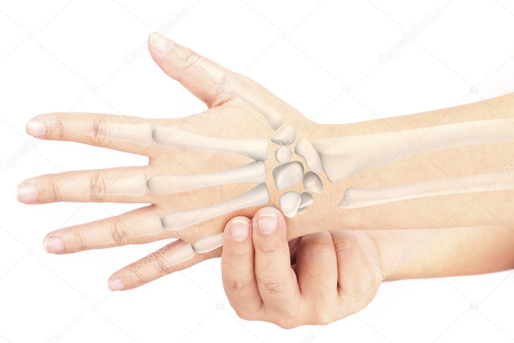 hand bones injury white background hand pain