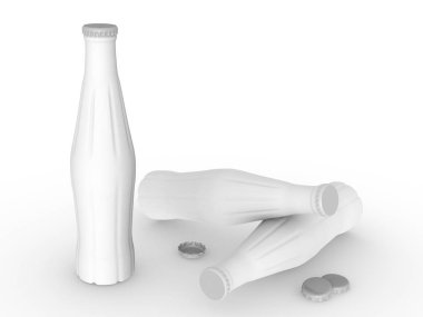 şablon boş şişe modelleme beyaz arkaplan, 3D görüntüleme