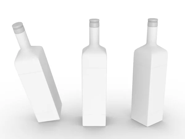 Template Lege Fles Mockup Witte Achtergrond Rendering — Stockfoto