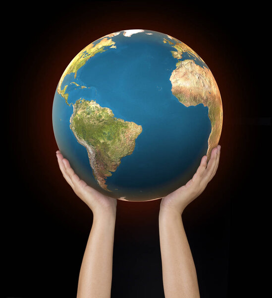 human hand hold the world to protect from global warming