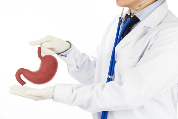 医師タッチチェック臓器胃潰瘍3Dコンセプト胃潰瘍 — ストック写真