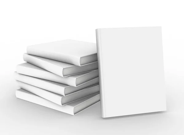 Modelo Livro Vazio Mockup Definir Fundo Branco Renderização — Fotografia de Stock