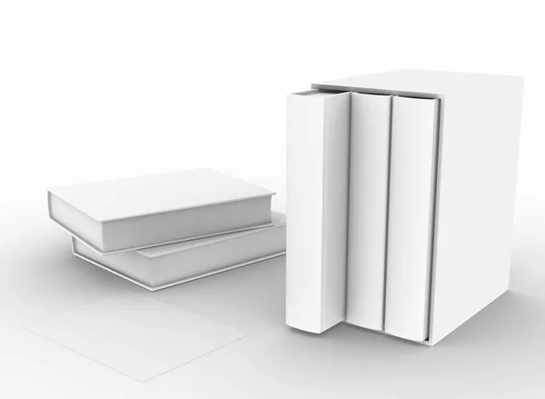 模板空书籍模型设置白色背景 3D渲染 — 图库照片