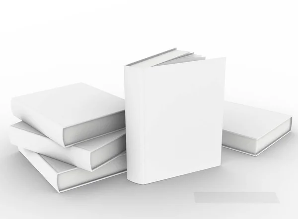 Plantilla Libro Vacío Maqueta Conjunto Fondo Blanco Renderizado —  Fotos de Stock