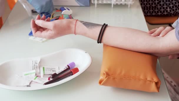 Bloedtest Afgewerkt Jong Meisje Ader Hiv Hepatitis Test — Stockvideo