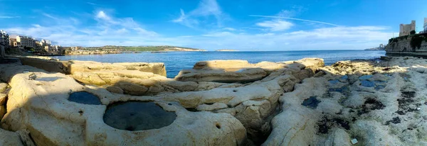 Vista panorâmica da Baía de Saint Pauls, Malta — Fotografia de Stock