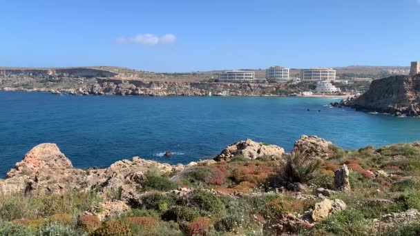 Malta paisagens marinhas. Lindas paisagens da ilha de Malta . — Vídeo de Stock