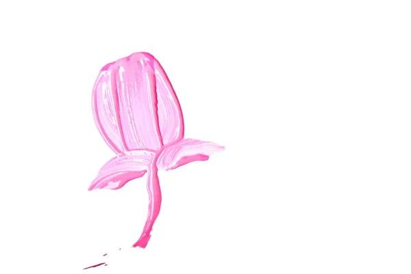 Flower painted with pink paint on paper. — Stock Photo, Image