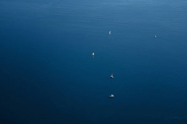 Blue sea surface and yachts. Classic Blue color 2020. — Stock Photo, Image