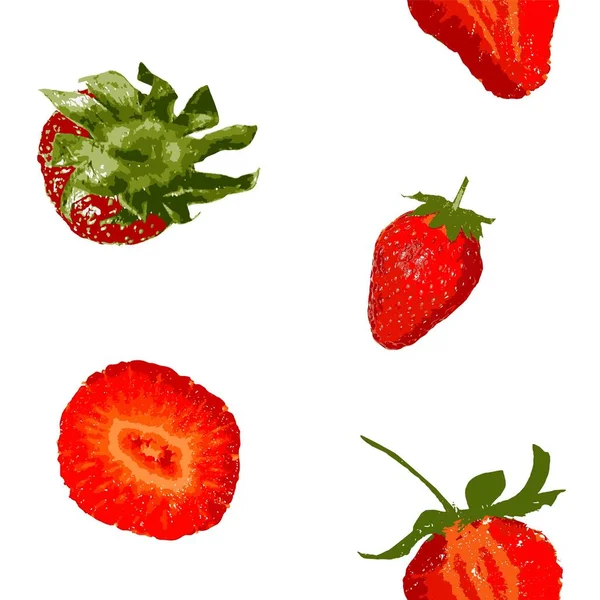 Strawberry pattern. Vector illustration. Cuted strawberries. — Stock Vector
