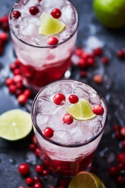 Votka, kızılcık suyu ve buzlu Alkolik Kokteyl Pelerini..