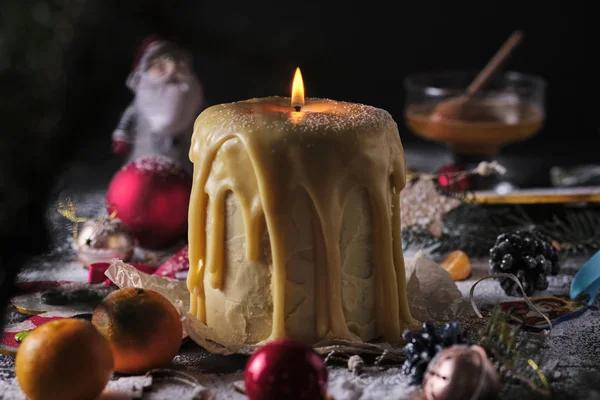 Christmas Honey Cake Shape Candle Christmas Atmosphere Christmas Tree Christmas — Stock Photo, Image