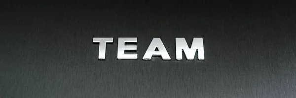 Word Team Spelled Chrome Letters Brushed Aluminium Background Conceptual Image — Stock Photo, Image