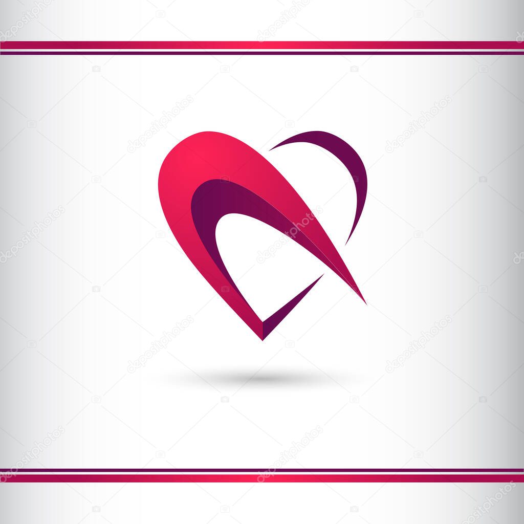 Faceted heart logo creative 3D symbol. Logo design template. Valentines Day concept