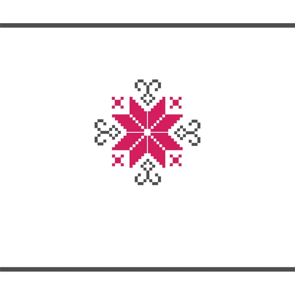 Patrón nacional eslavo. Bordado textil. Pixel art. Plantilla de diseño — Archivo Imágenes Vectoriales