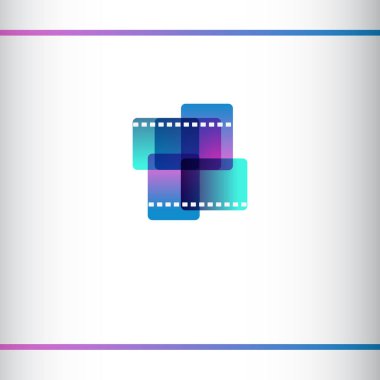Hristiyan sinema logosu. Bakanlık, konferans, kamp, festival veya etkinlik için film ve videoların sembolü. Modern tarz. Logo tasarım şablonu.
