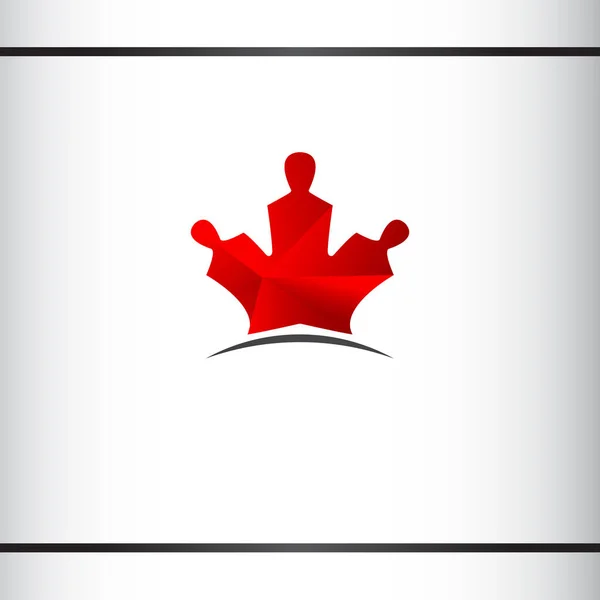 Canadian people. Stylized figure like canadian maple leaf symbol. Logo design template — Stock Vector