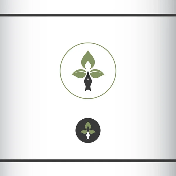 Στυλό και δέντρο. Συγγραφή και φύση. Πρότυπο σχεδιασμού λογότυπου — Διανυσματικό Αρχείο