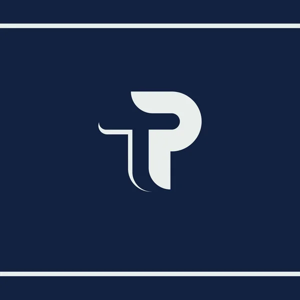 P en T letters logo initialen. TP of PT eenvoudig monogram. Minimalistische stijl, Negatieve ruimte. Typografie. Model voor vectorlogo-ontwerp — Stockvector
