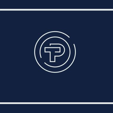 P ve T harflerinin baş harfleri. TP veya PT basit bir monogram. Minimalist stil, çizgi sanatı. Typography işareti. Vektör logo tasarım şablonu