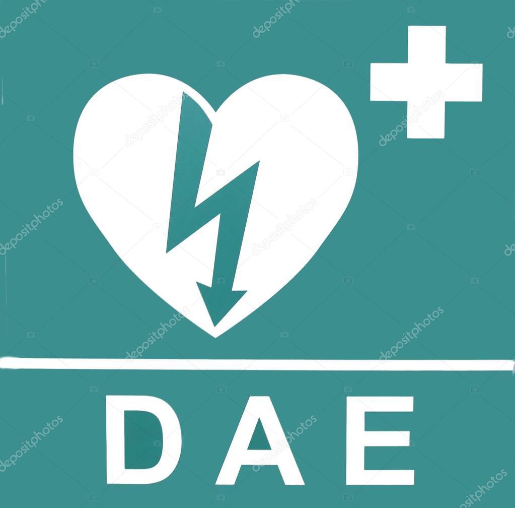 AED ( Automated External Defibrillator ) heart and thunderbolt