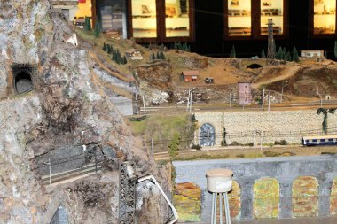 Minyatür tren istasyonu. Tren istasyonu. Tren istasyonunda propotion modeli