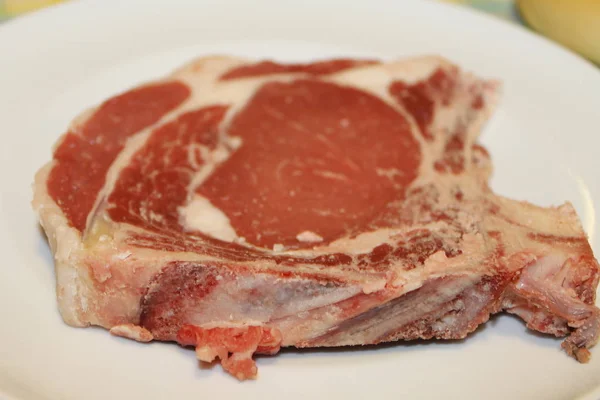 Costelas Carne Vermelha Crua Prato — Fotografia de Stock