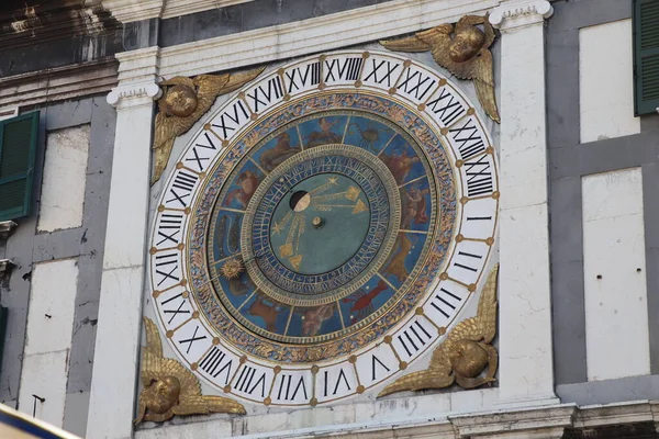 Torre Del Reloj Con Reloj Astronómico Histórico Brescia Italia — Foto de Stock
