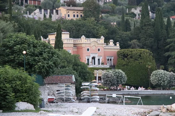 Paysage Sur Lac Garde Italie Avec Villa Historique — Photo