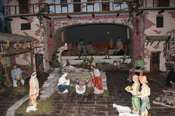 Christmas nativity scene of jesus birth,  nativity scene with religious statuettes