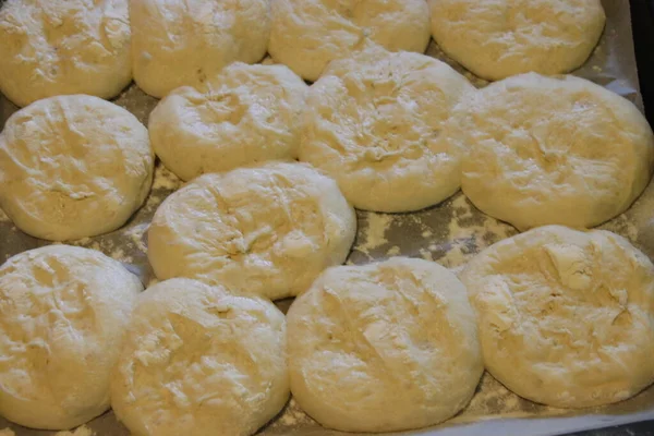 Preparação Massa Para Assar Pão Farinha — Fotografia de Stock