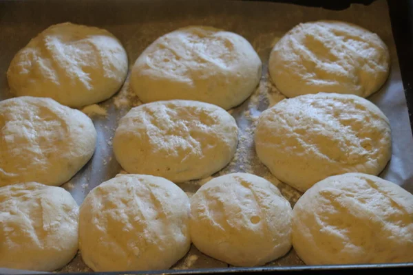 Przygotowanie Ciasta Pieczenia Chleba Mąki — Zdjęcie stockowe