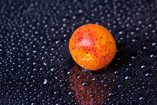 Fresh washed apricots fruits with water drops on the table — Stock Photo, Image