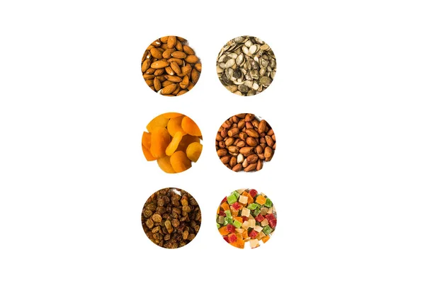 fındık ve kuru meyveler beyaz arka planda