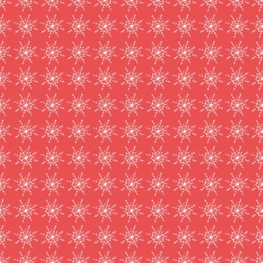 Christmas kırmızı zemin üzerine izole kar taneleri. Seamless modeli. Vektör çizim.