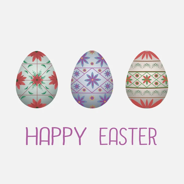 Des œufs de Pâques. L'objet est isolé sur un fond blanc. Joyeux Pâques. Illustration vectorielle. Texte . — Image vectorielle