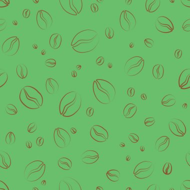 Kahve çekirdekleri arka planda izole. Seamless modeli. Vektör çizim.