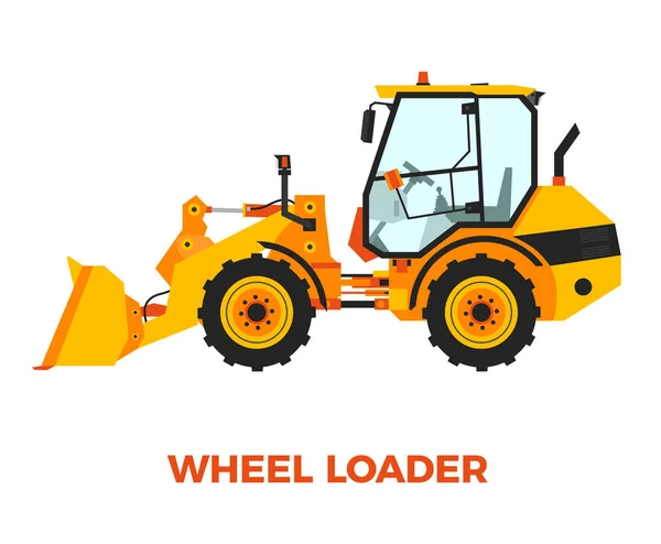 Vehículo de construcción del cargador de ruedas naranja sobre un fondo blanco — Archivo Imágenes Vectoriales