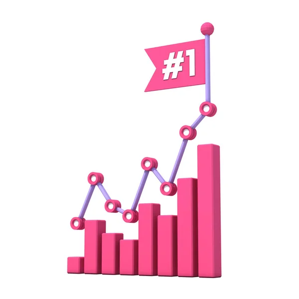 Современный график роста с номером 1 на флаге — стоковое фото
