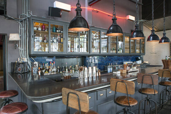 Bar counter in restaurant