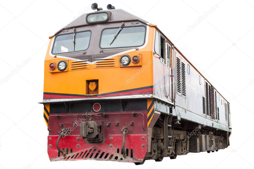 Locomotive on white background