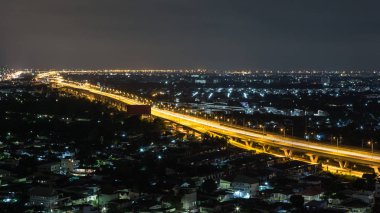 Bangkok, Tayland 'daki Gece Şehir Manzarası