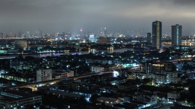 Bangkok, Tayland 'daki Gece Şehir Manzarası