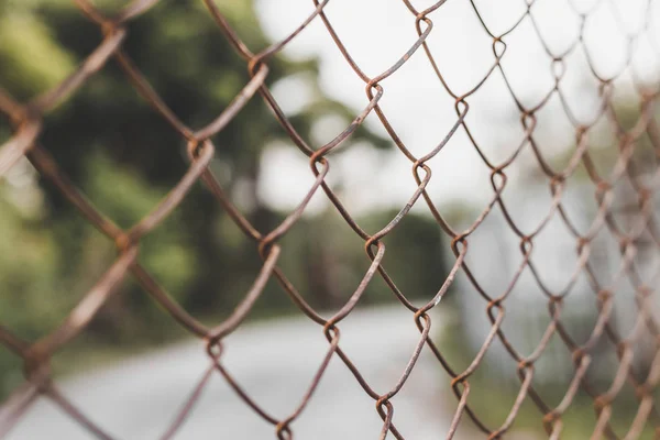 Plotové mříže rez na rozmazaném pozadí — Stock fotografie