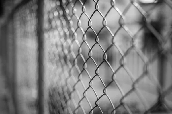 Selective focus of Black and white Fence grilles rust — Stock Photo, Image