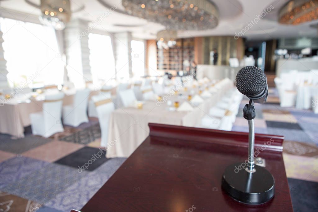 Microphone on the podium in seminar room