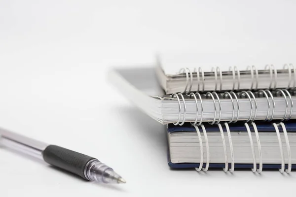 Selective Focus Pen Notebook White Background — Stock Photo, Image