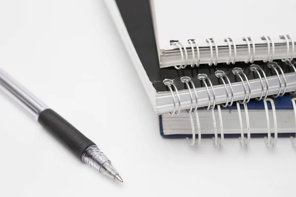 Selective Focus Pen Notebook White Background — Stock Photo, Image