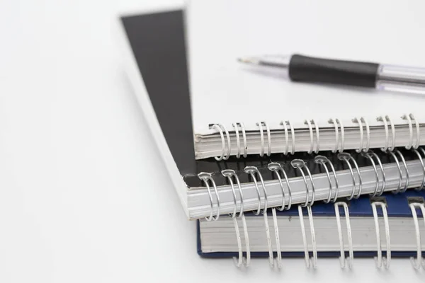 Selective Focus Pen Notebook White Background — Stock Photo, Image